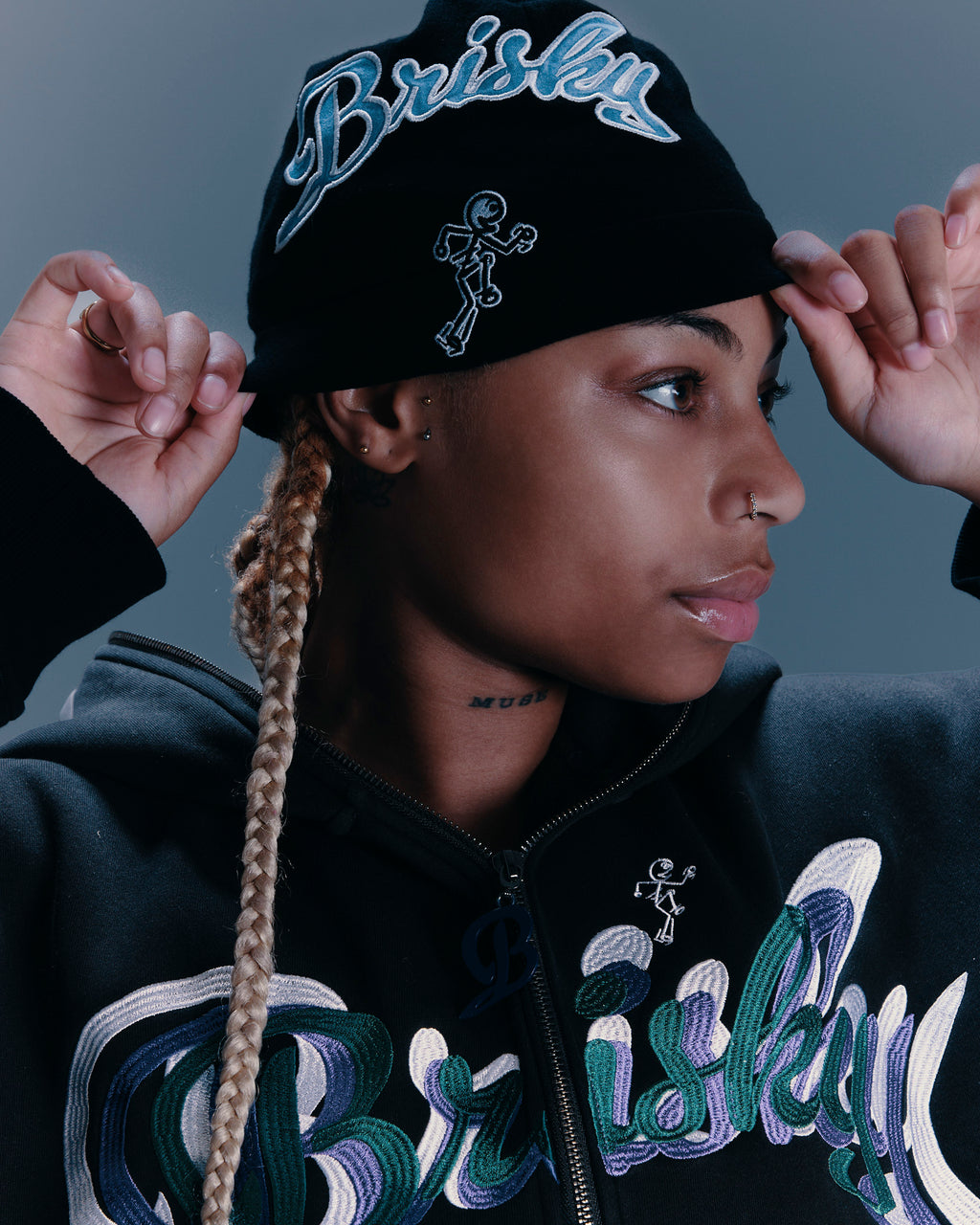 Brisky Denim Skull Cap